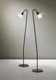 Poul Henningsen, Pair of standard lamps, 3/2 type shades, circa 1936, Painted tubular metal, painted metal, opaque glass, Bakelite