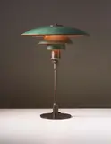 Desk lamp by Poul Henningsen, circa 1928, Painted copper, patinated tubular brass, patinated brass, sold Sep 2013