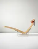 Early adjustable 'Hammockchair', model no. PK 24 by Poul Kjærholm, designed 1965, Cane, polished stainless steel, leather, offered Sep 2013