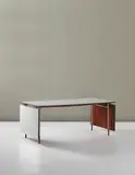 Unique drop-leaf table, designed for the Kokfeldt villa, Hellerup by Finn Juhl, circa 1955, Formica, rosewood, tubular metal, metal, offered Sep 2013