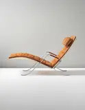 Early 'Grasshopper' chaise longue by Preben Fabricius and Jørgen Kastholm, designed 1968, Leather, stainless steel, sold Sep 2013