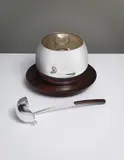 Kaj Bojesen, Punch bowl and ladle, circa 1954, Precious metal, rosewood
