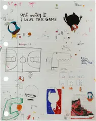 Edgar Plans, NBA Art Note 2, 2022, mixed media on paper