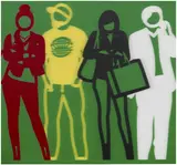 Julian Opie, Red Yellow Black White, 2019, lenticular acrylic panel mounted onto white acrylic