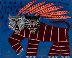 Jordy Kerwick, Double Head Wolf, 2021, oil on canvas