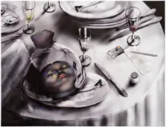 Check, Please by Louisa Gagliardi, 2021, ink and gel medium on PVC, sold May 2026