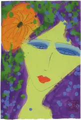 Walasse Ting, Untitled, 1998, Chinese ink and acrylic on rice paper