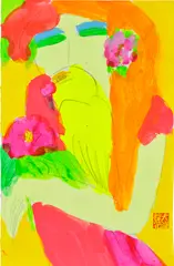 Walasse Ting, Untitled, 1998, Chinese ink and acrylic on rice paper