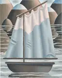 Laurens Legiers, Ship in the Evening Light, 2020, oil on canvas, in artist's frame