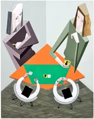 Mernet Larsen, Cardplayers, 2013, acrylic, oil and paper collage on canvas