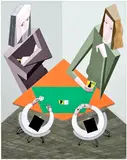 Mernet Larsen, Cardplayers, 2013, acrylic, oil and paper collage on canvas