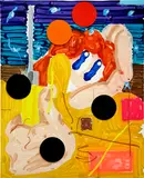 Edu Carrillo, We Spent All Day, 2022, acrylic, oil, oil stick, enamel and spray paint on linen