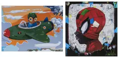 Hebru Brantley, Two Works: (i) When The Wind Is At Your Back; (ii) The Webs We Weave, 2020, lithograph on paper