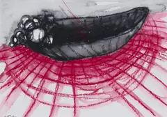 Open Journey by Chiharu Shiota, pastel, watercolour, thread on paper, sold May 2026