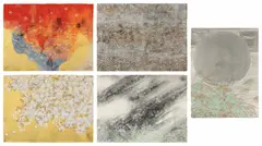 Toshimitsu Imai, Beauties of Nature, 1990, The complete set of five screenprints mixed media, on wove paper, the full sheets, all contained in the original red cardboard portfolio with gold printed artist's name