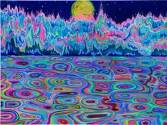 Yuxing Huang, Full Moon, 2017-2018, acrylic on canvas