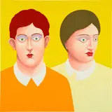 Nicolas Party, Two Portraits, 2016, pastel on linen