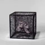 Chiharu Shiota, State of Being (Children's Shoes), 2012, metal frame, old children's shoes and black thread