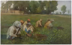 Ustad Allah Bux, Untitled (Potato Harvest), 1968, oil on canvas