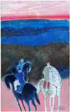 André Brasilier, Les cavaliers du soir, 2011, oil on canvas