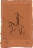 Sanyu, Horse and Acrobat, 1929, drypoint on paper