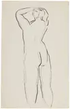 Sanyu, Standing Nude, Viewed from Back, ink on paper