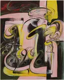 Expanse (mask) by Yuan Fang, 2022, acrylic and spray paint on canvas, offered Mar 2026