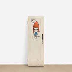 Yoshitomo Nara, Informal autograph, 2009, acrylic on door, hardware