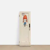 Yoshitomo Nara, Informal autograph, 2009, acrylic on door, hardware