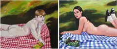 Chloe Wise, I was dating two tauruses at the same time, they were so different, 2015, oil on canvas, diptych