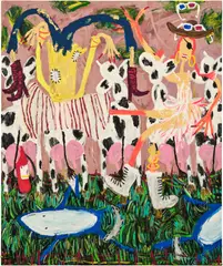 Yirui Jia, Balloon Dairy Cattle, 2022, acrylic on canvas