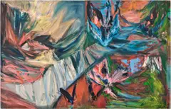 Sarah Cunningham, Siren, 2022, oil on canvas, diptych