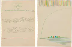 Kim Whan-Ki, 2 works: (i-ii) Untitled, coloured pencil on paper