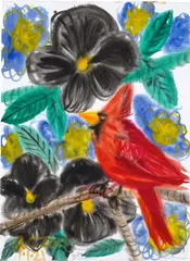 Ann Craven, Cardinal (Perfect Day with Black Pensées, January 1, 2021), 2021, watercolour on arches paper