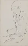 Sanyu, Drawing Woman, ink on paper