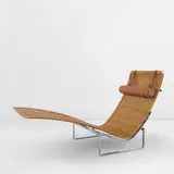 'Hammock' lounge chair, model no. PK 24 by Poul Kjærholm, designed 1965, produced 1977., cane, stainless steel, leather, sold Jun 2026