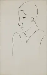 Sanyu, Portrait of a Woman, ink on paper