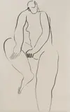 Sanyu, Untitled (Nude), ink on paper