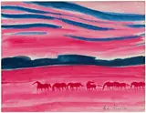 André Brasilier, Le Grand Ciel Rose, oil on canvas