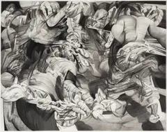 Anna Park, Stick with me, Kid, 2020, charcoal on paper mounted on panel