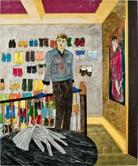 Hernan Bas, Case study (Harvey, Palmist/glove collector), 2014, acrylic on linen