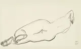 Sanyu, Nu de dos allongé, pencil and charcoal on paper