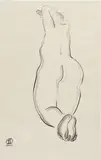 Sanyu, Nu agenouillé de dos, ink on paper