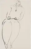 Sanyu, Femme au carnet, ink on paper
