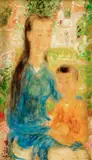 Le Pho, Mère et son enfant (Mother and Son), oil on silk