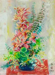 Le Pho, Fleurs, oil on canvas