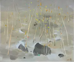 Wu Guanzhong, Springs and Autumns, 1994, oil on drawing board