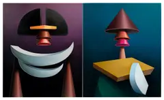 Jason Boyd Kinsella, Sheilah and Chris, 2023, oil on canvas, diptych