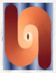 Linked Lingam (yellow, mauve-flesh, blue) by Loie Hollowell, 2018, soft pastel and graphite on paper, offered May 2025