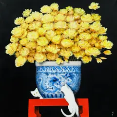 René Gruau, Rose Jaune Orientale, 1993, oil on canvas